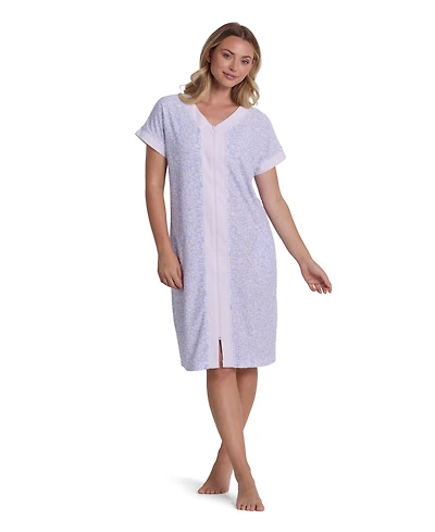 Miss Elaine Women's Printed Short-Sleeve V-Neck Robe