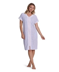 Miss Elaine Women's Printed Short-Sleeve V-Neck Robe