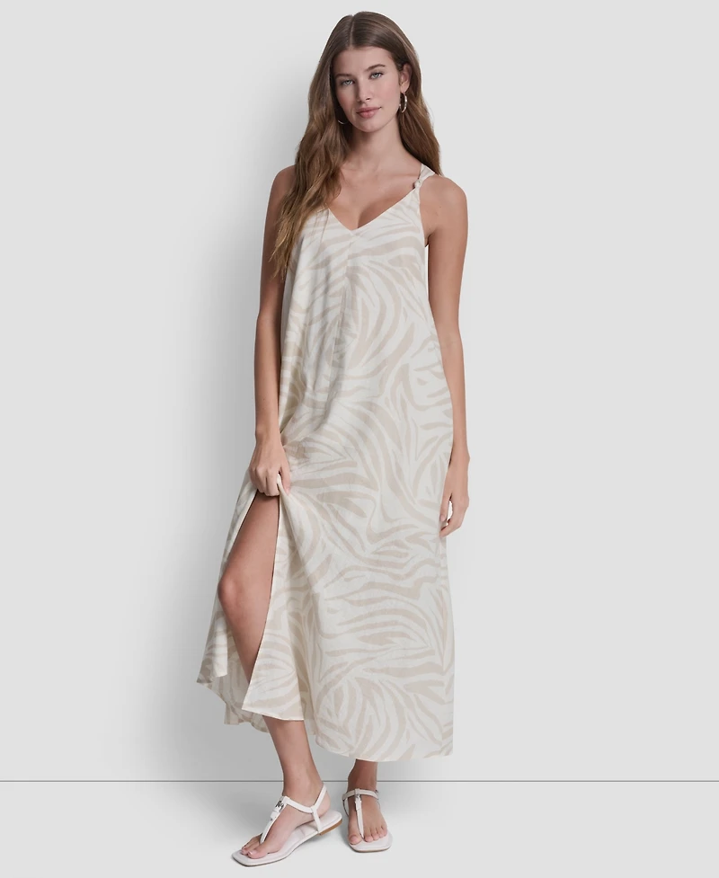 Dkny Jeans Women's Knotted Strap V-Neck A-Line Dress