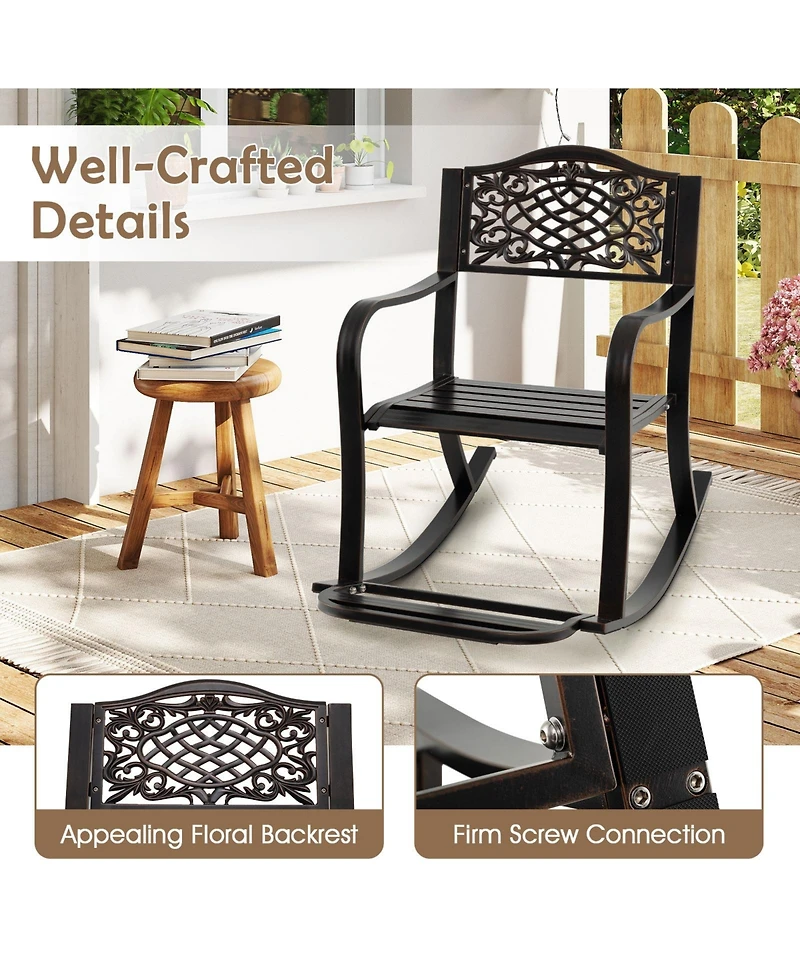 Gouun Aluminum Patio Rocker with Curved Armrests