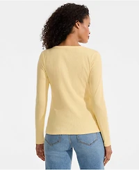 Lands' End Women's Long Sleeve Micro Rib Button Through Cardigan