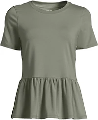 Lands' End Plus Short Sleeve Lightweight Jersey Crew Neck Peplum Tee