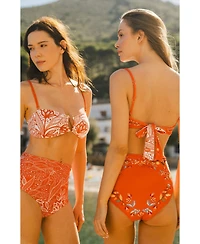 Jessie Zhao New York Women's Scarlet Bloom Reversible Square Bandeau Top