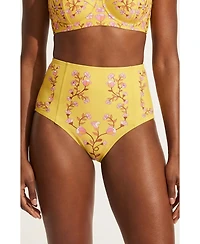 Jessie Zhao New York Women's Yellow Bloom High Waisted Bikini Bottom
