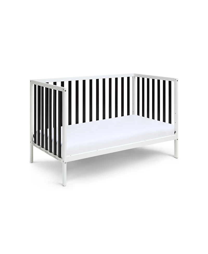 Jujabu White Black Convertible Wood Crib 3 Adjustable Mattress Heights Toddler Bed