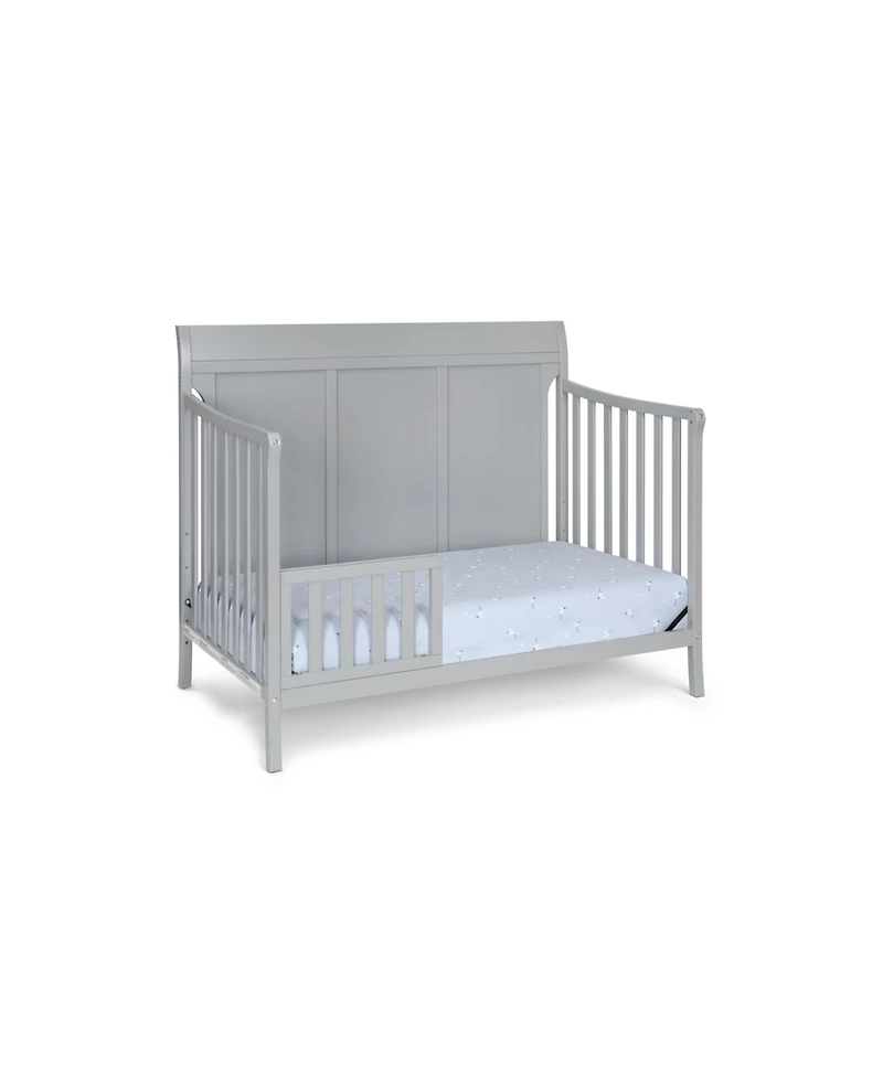 Jujabu 4 in 1 Modern Sleigh Convertible Crib Gray Solid Wood Adjustable Mattress Height