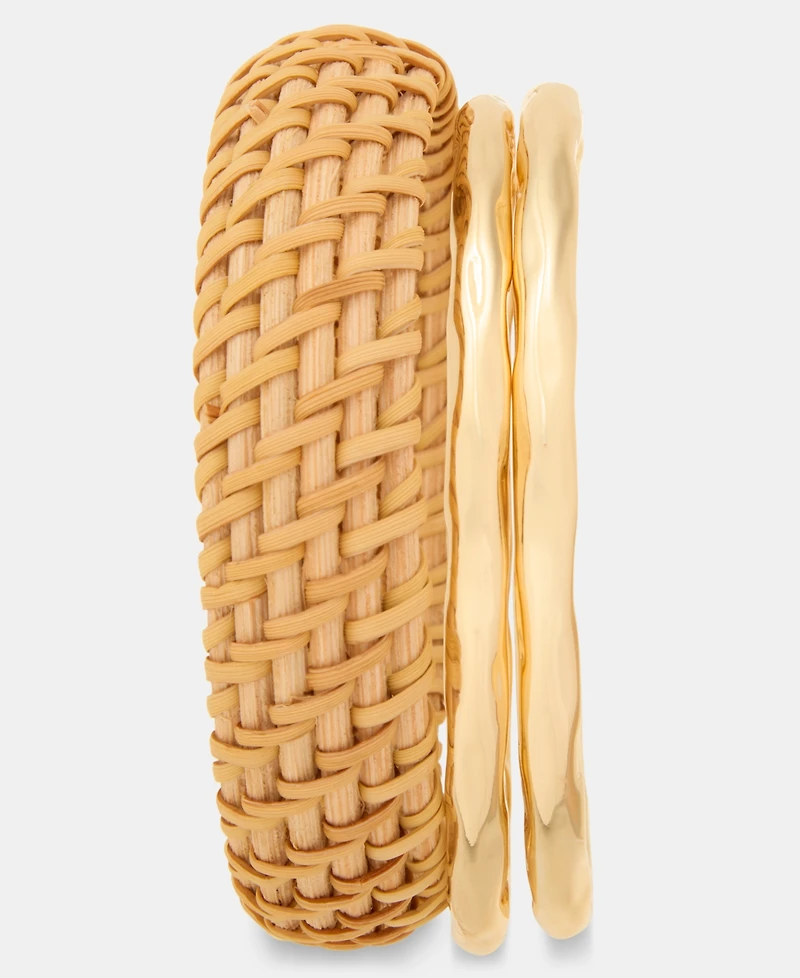 Style & Co Gold-Tone and Rattan Bracelets, Set of 3, Macy's Exclusive