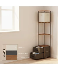 Yigii 63.4'' Tall 6-Tier Corner Shelf Stand with Storage Fabric Drawers Freestanding for Living Room Bedroom Kitchen Bathroom