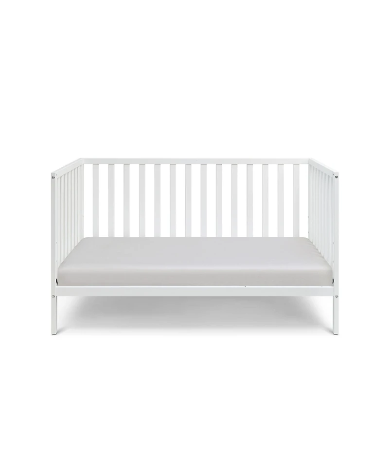 Jujabu 3 in 1 Convertible Solid Wood Island Crib White Adjustable Mattress