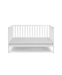 Jujabu 3 in 1 Convertible Solid Wood Island Crib White Adjustable Mattress