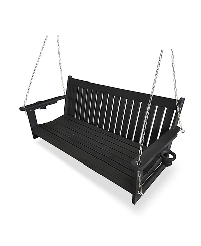 Mega Casa 3-Seater Hdpe Porch Swing 5 Ft Bench with Foldable Cup Holders