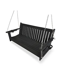 Mega Casa 3-Seater Hdpe Porch Swing 5 Ft Bench with Foldable Cup Holders