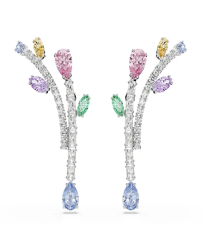 Ariana Grande x Swarovski Mixed Cuts, Multicolored, Rhodium Plated Drop Earrings