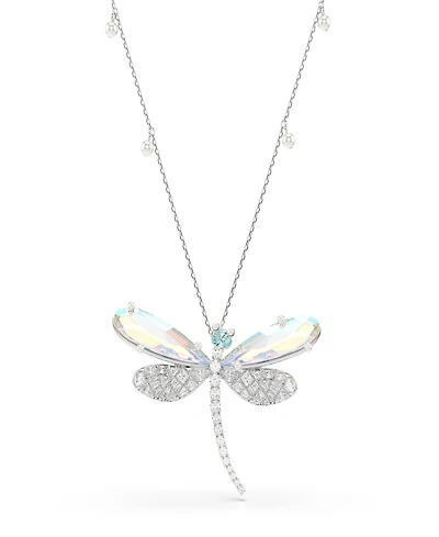 Ariana Grande x Swarovski Pendant and Brooch, Crystal Pearl, Mixed Cuts, Dragonfly, White, Rhodium Plated