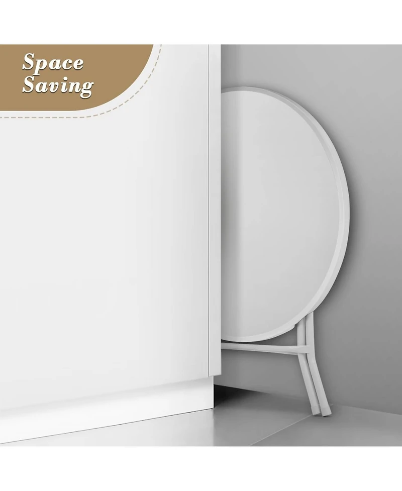 gaomon 23.6'' Cocktail Table White High Top Folding, Round Portable Bar Height Folding Table with Removable Legs Indoor Outdoor Banquet for Party