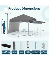 Sugift 14 x 9.2 ft Pop Up Canopy Tent with Convertible Awning Sidewalls