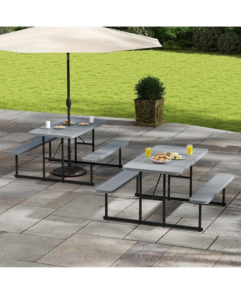 Sugift Outdoor Picnic Table Bench Set for Two to Four People