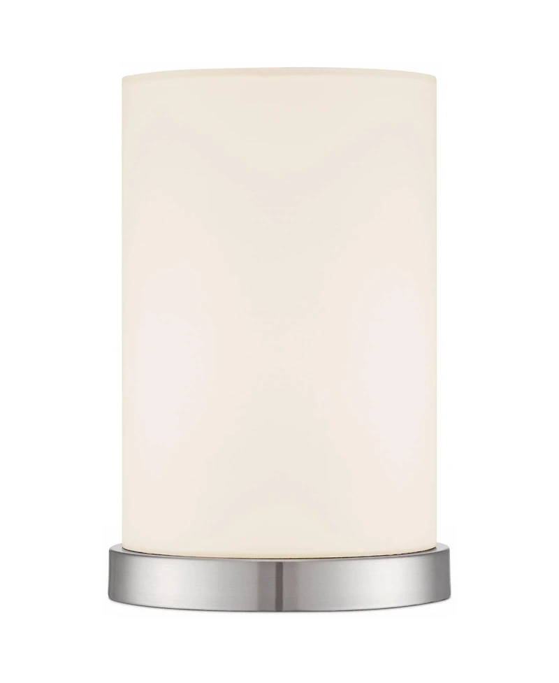 360 Lighting Modern Desk Table Lamp High Silver Metal Fabric Cylinder Shade for Bedroom Bedside Office