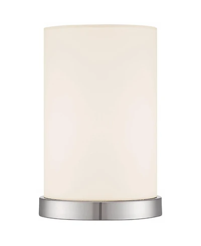 360 Lighting Modern Desk Table Lamp High Silver Metal Fabric Cylinder Shade for Bedroom Bedside Office