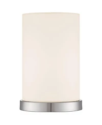 360 Lighting Modern Desk Table Lamp High Silver Metal Fabric Cylinder Shade for Bedroom Bedside Office
