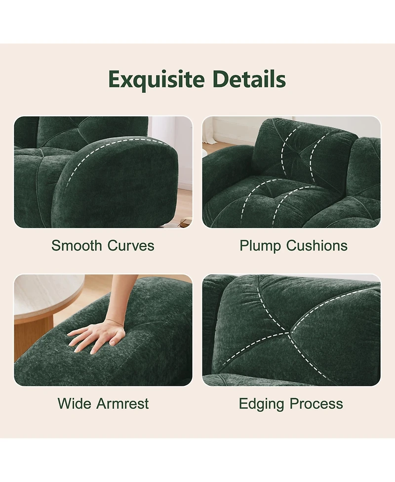 Rainsken Modern 2-Seat Tufted Velvet Sofa, 80 Inch Modular Sectional Loveseat Featuring High-Density Sponge and Anti-Slip Design for Living Room