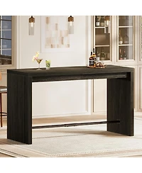 Tribesigns Bar Table, 63-Inch Modern Counter Height Pub Table with Metal Footrest, Rectangular High Bar Dining Table