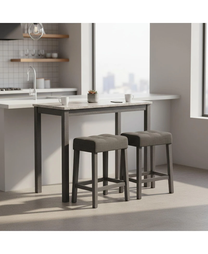 Sugift Three Piece Bar Table Set with Charging Station