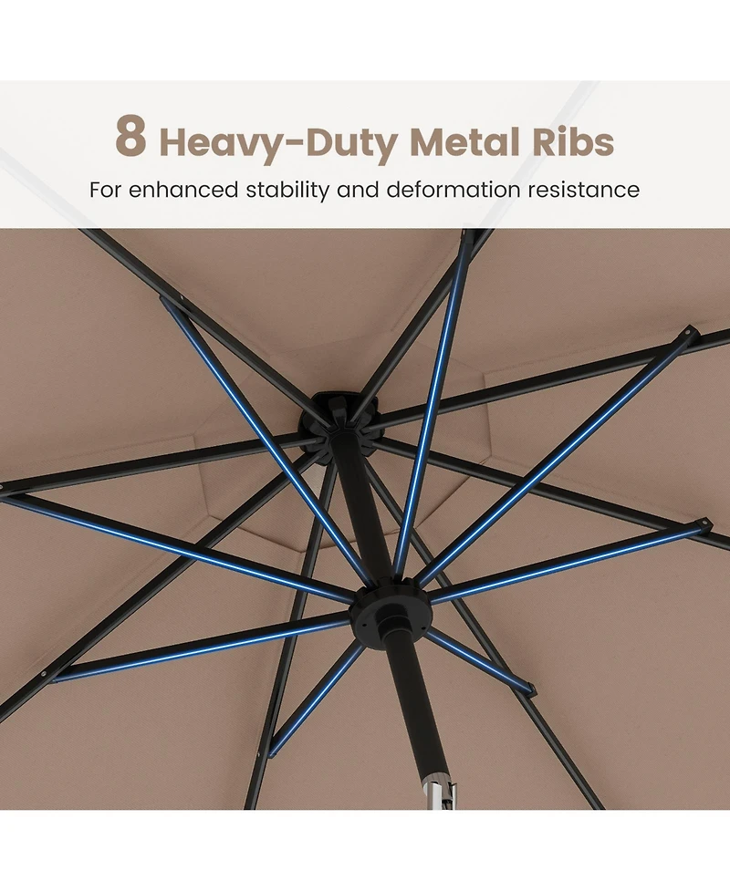 Sugift Solar Patio Umbrella with Flowing Led Lights and Tilt