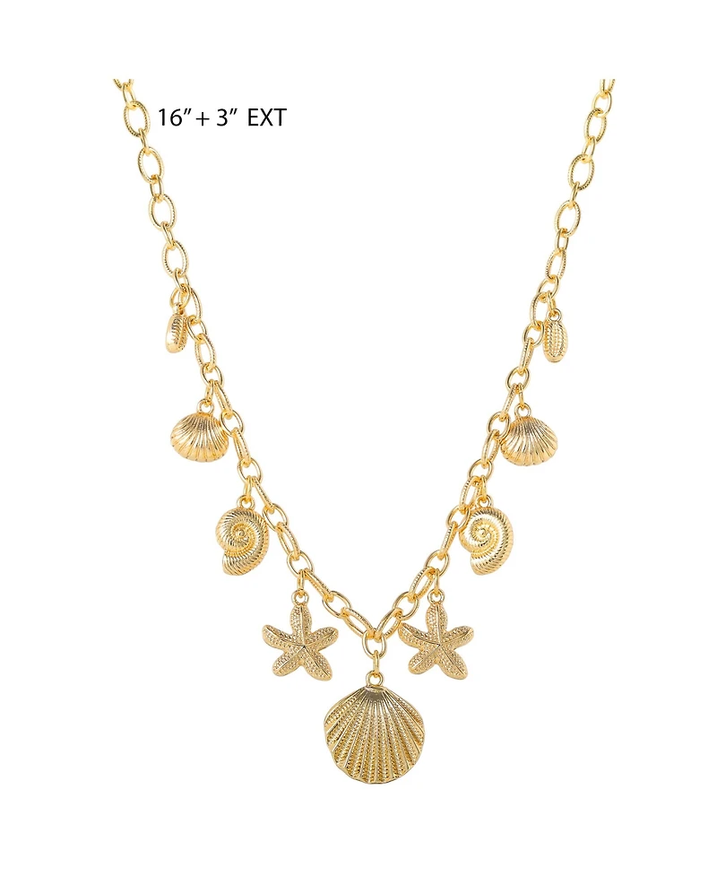 Jessica Simpson Ocean Charms Necklace for Women, Gold-Tone Chunky Necklace with Charms