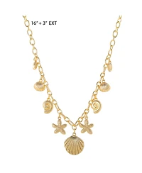 Jessica Simpson Ocean Charms Necklace for Women, Gold-Tone Chunky Necklace with Charms