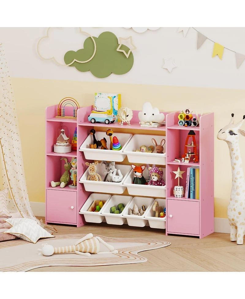 Sugift 56 in Large Kids Toy Storage Organizer with Bins and Bookshelf