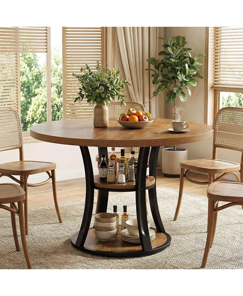 Tribesigns 3 Tier Round Dining Table for 24 39 Farmhouse Kitchen Table with Storage Space Saving Dinner Table