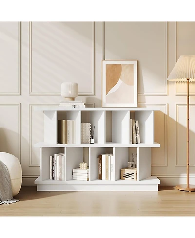 gaomon 8 Cube Wooden Low Bookshelf Tv Stand with Removable Backs