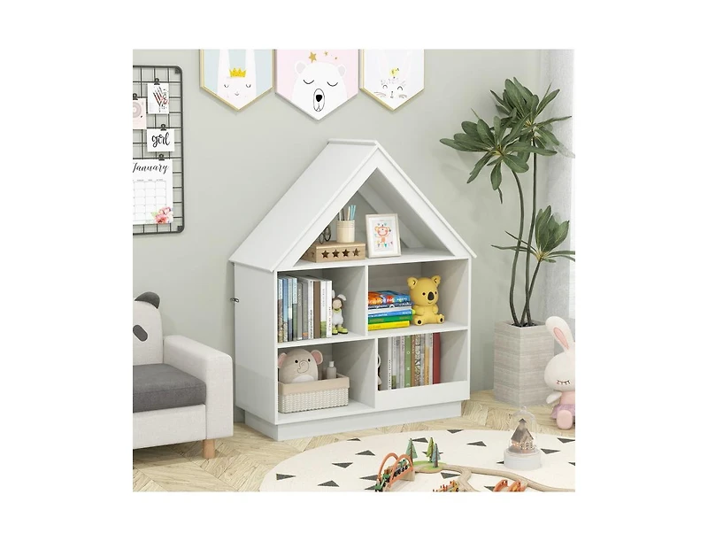 Slickblue House-Shaped 3-Tier Toy Organizer with Open Storage Shelves