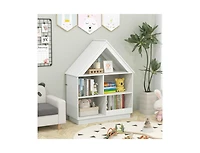 Slickblue House-Shaped 3-Tier Toy Organizer with Open Storage Shelves