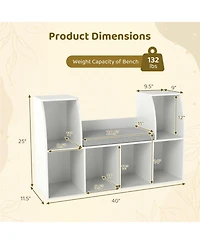 Sugift 40 in Kids Bookshelf with Reading Nook and Six Open Cubes