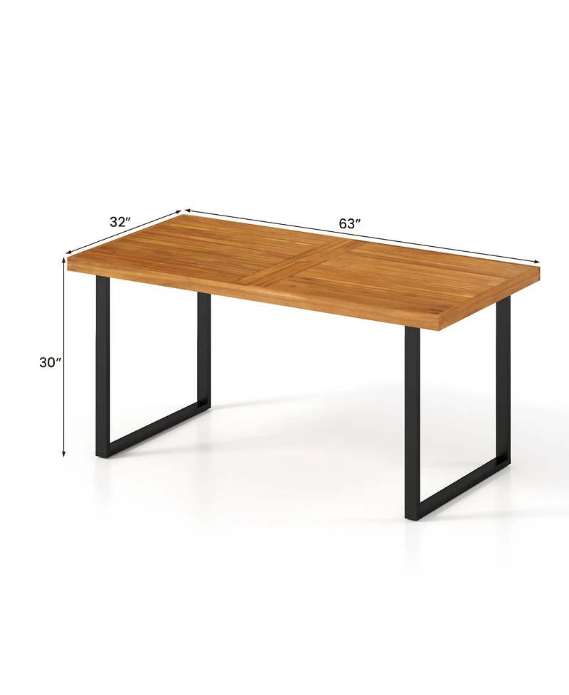 Sugift Acacia Wood Rectangular Dining Table for Six People