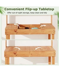 Sugift Wooden Potting Bench Garden Workstation with Open Shelves