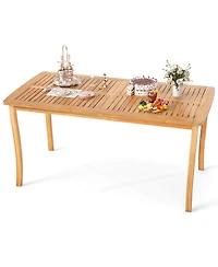 Sugift 63 in Outdoor Dining Table with Umbrella Hole Farmhouse Style