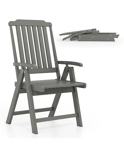 Sugift Foldable All Weather Hdpe Patio Dining Chair with Armrests