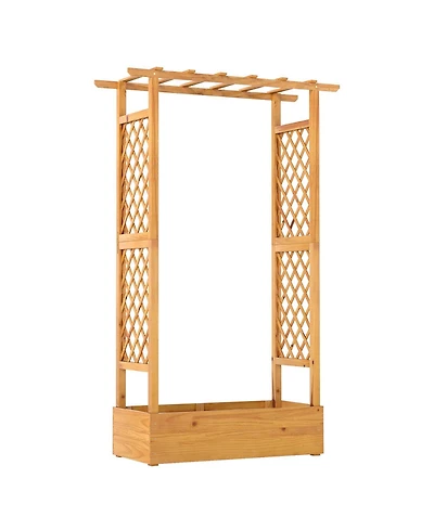 Sugift 70 in Wooden Raised Garden Bed with Lattice Trellis