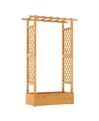 Sugift 70 in Wooden Raised Garden Bed with Lattice Trellis