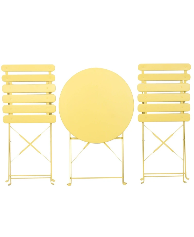 Clihome 3 Pieces Patio Bistro Balcony Metail Chair Table Set