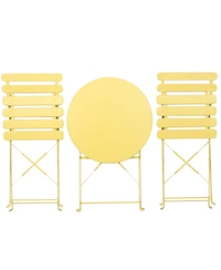 Clihome 3 Pieces Patio Bistro Balcony Metail Chair Table Set