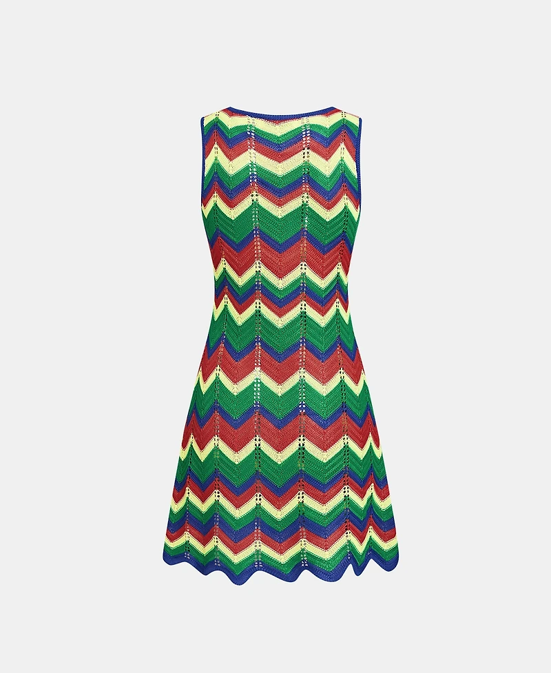 Cupshe Women's Main Attraction Chevron Mini Beach Dress
