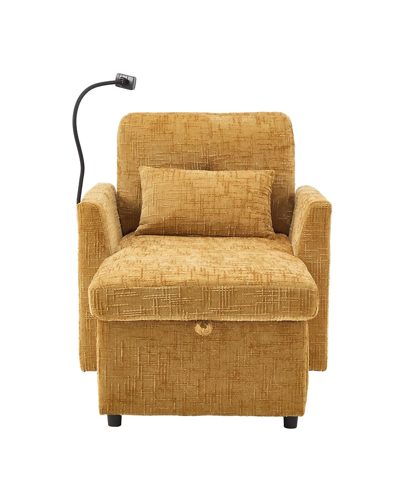 Rainsken Chenille Lazy Recliner Chair with Storage, Phone Holder and Side Pockets