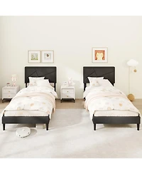 Gouun Twin Size Upholstered Platform Bed Frame with High Headboard