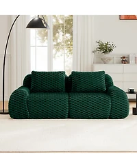 Rainsken Oversized 2-Seat Modular Sectional Sofa, 82 Inch Flannelette Fabric Couch with Deep Seating for Home Living Room