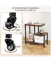 Gouun G-Shaped 3-Tier Mobile End Table with Locking Casters, 23 x 12 in