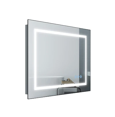 Busdays Large 48x36 Inch Led Mirror for Bathroom Gradient Front and Backlit 3 Colors Dimmable IP54 Anti Fog Wall Mounted Lighted Mirror Only